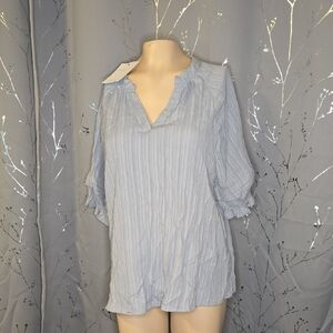DownEast Light Grey Pinstripe Blouse